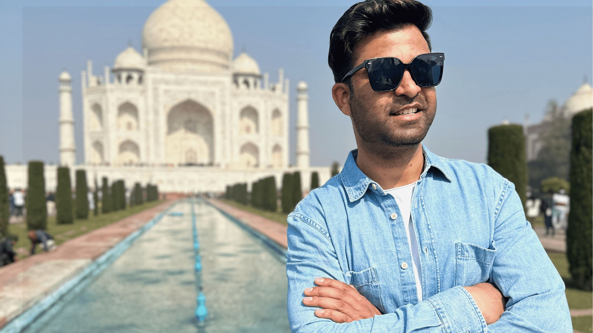 Scenic view of Dal Lake in Kashmir and the Taj Mahal in Agra, showcasing India's natural and architectural wonders.